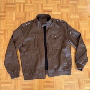 Men's Brown Faux Leather Jacket